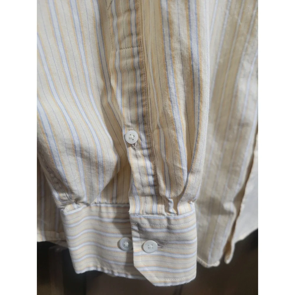 Banana Republic Shirt Mens XL Yellow Stripe Button Front Shirt Long Sleeve